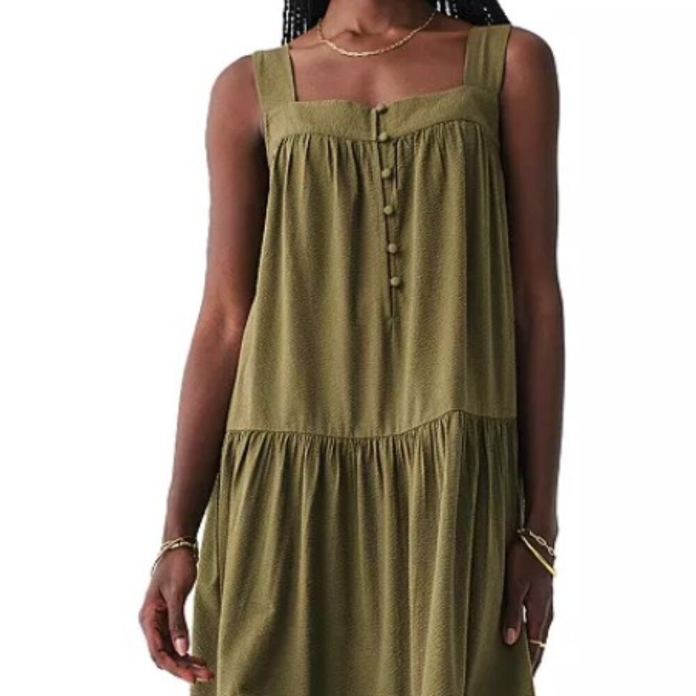 Faherty Md. Military Olive Marina Seersucker Dress